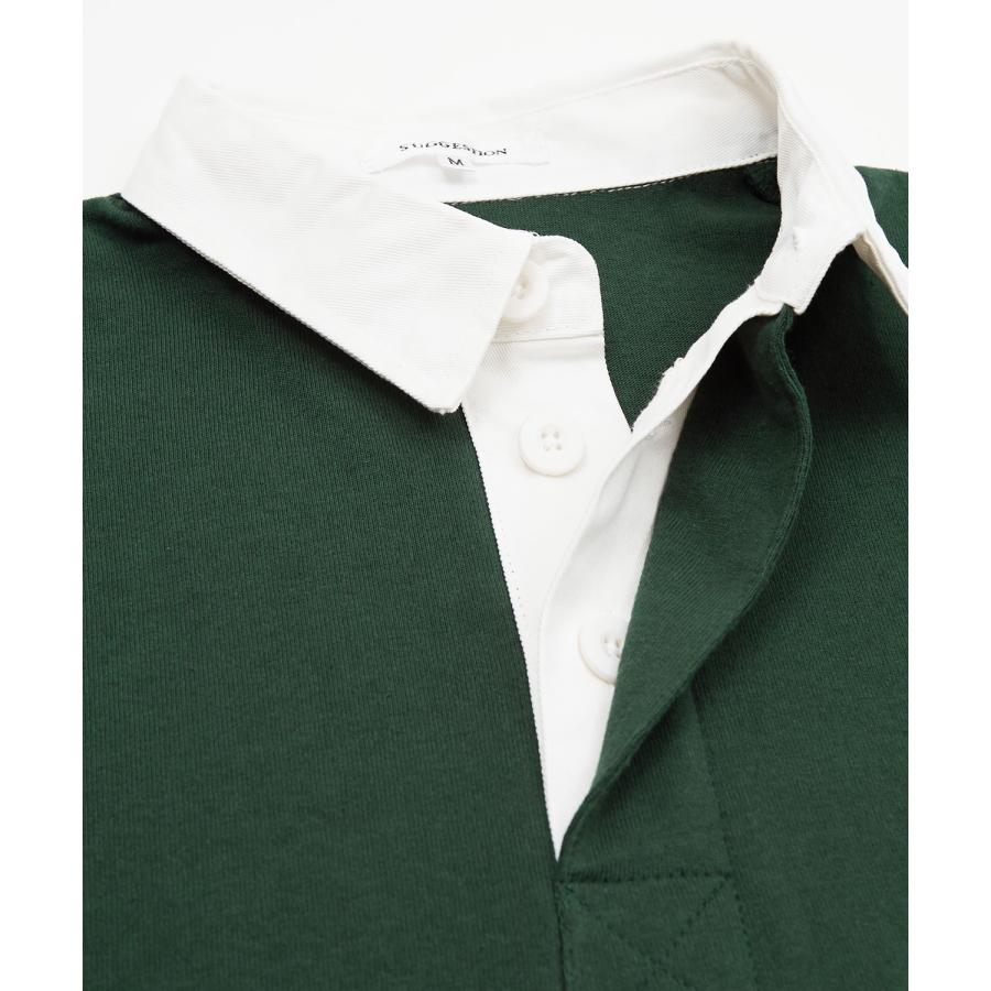 ポロシャツ メンズ ヘビーウエイト ラガーシャツ 長袖 ライン 切替 ビッグシルエット オーバーサイズ 大きいサイズ ゆったり ゲームシャツ アメカジ ストリート | improves | 19