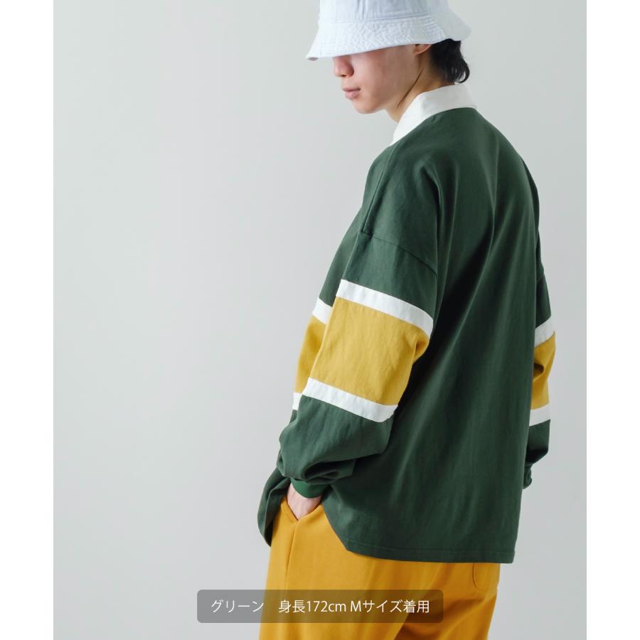 ポロシャツ メンズ ヘビーウエイト ラガーシャツ 長袖 ライン 切替 ビッグシルエット オーバーサイズ 大きいサイズ ゆったり ゲームシャツ アメカジ ストリート | improves | 05