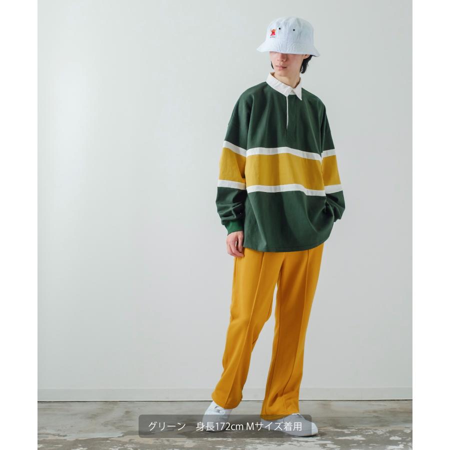 ポロシャツ メンズ ヘビーウエイト ラガーシャツ 長袖 ライン 切替 ビッグシルエット オーバーサイズ 大きいサイズ ゆったり ゲームシャツ アメカジ ストリート | improves | 07