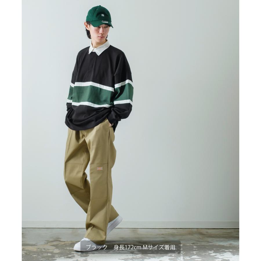 ポロシャツ メンズ ヘビーウエイト ラガーシャツ 長袖 ライン 切替 ビッグシルエット オーバーサイズ 大きいサイズ ゆったり ゲームシャツ アメカジ ストリート | improves | 12