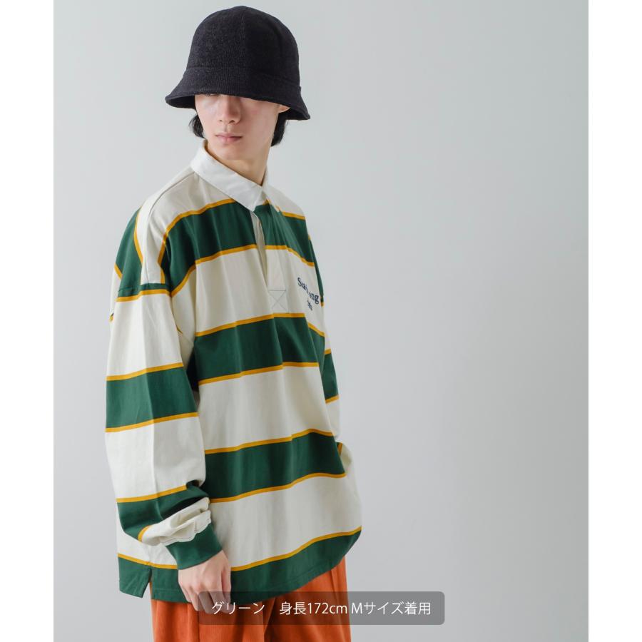 ポロシャツ メンズ ラガーシャツ 長袖 刺しゅう ロゴ マルチボーダー オーバーサイズ 大きいサイズ ゆったり ゲームシャツ アメカジ ストリート | improves | 18