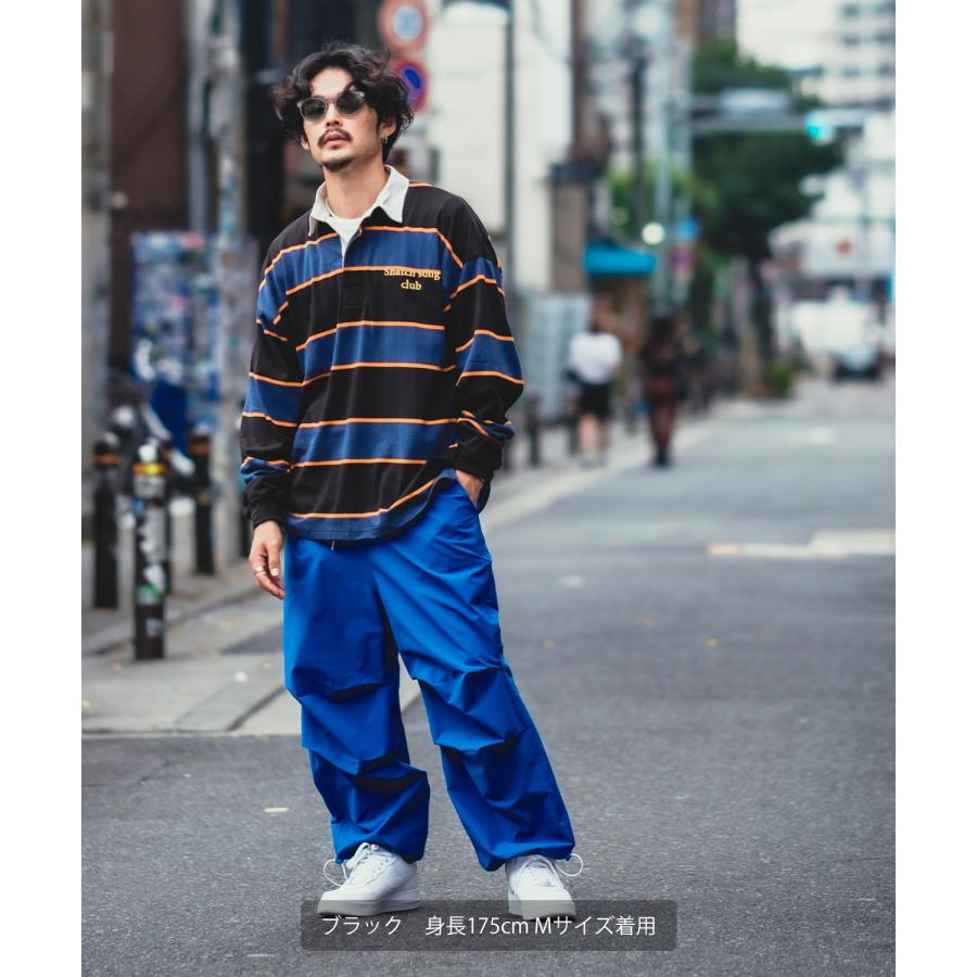 ポロシャツ メンズ ラガーシャツ 長袖 刺しゅう ロゴ マルチボーダー オーバーサイズ 大きいサイズ ゆったり ゲームシャツ アメカジ ストリート | improves | 12