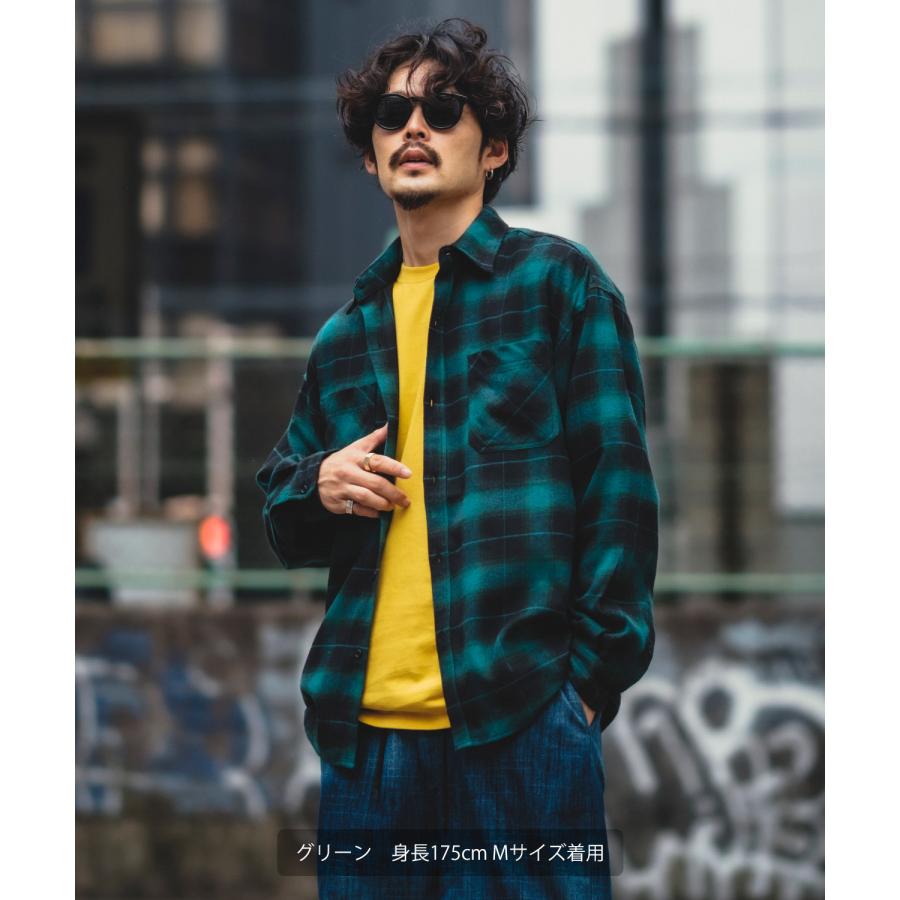 長袖シャツ メンズ オンブレ チェックシャツ 長袖 レギュラーカラー レギュラーサイズ アメカジ 西海岸 ストリート 韓国ファッション 古着MIX | improves | 11