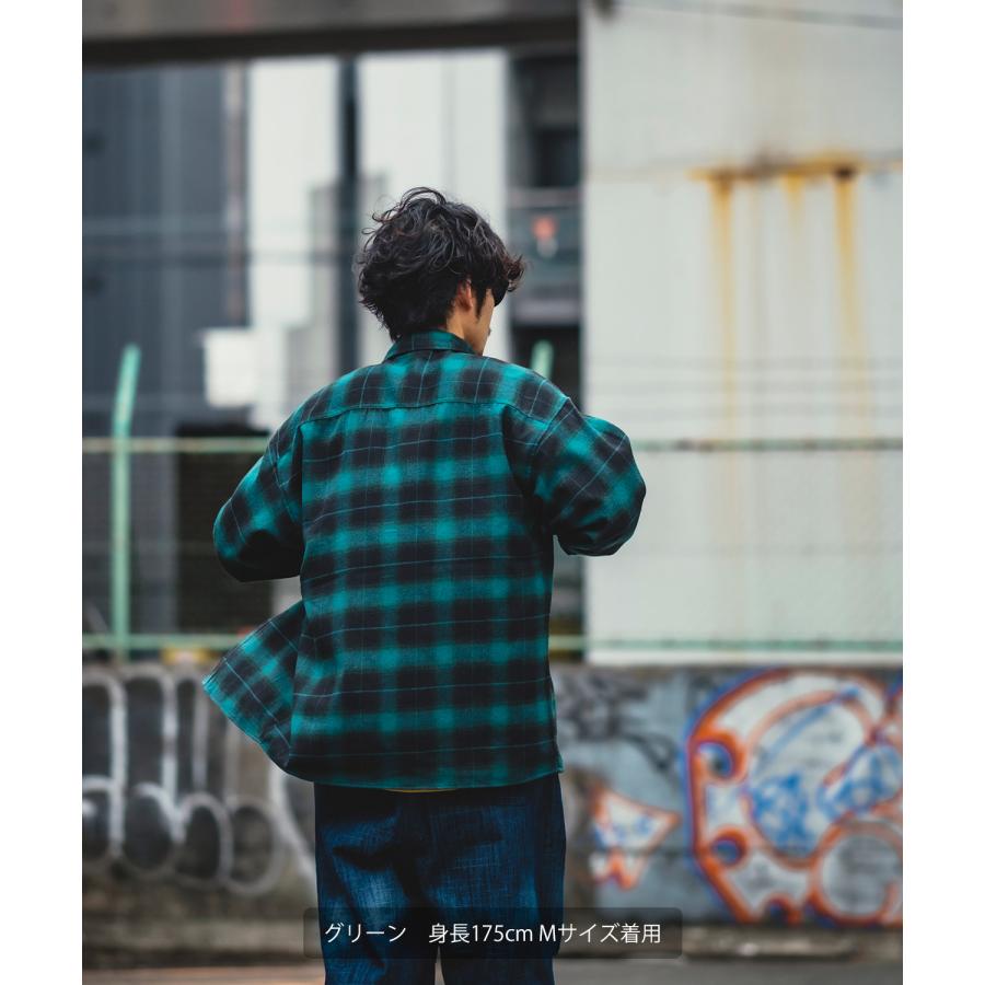 長袖シャツ メンズ オンブレ チェックシャツ 長袖 レギュラーカラー レギュラーサイズ アメカジ 西海岸 ストリート 韓国ファッション 古着MIX | improves | 12