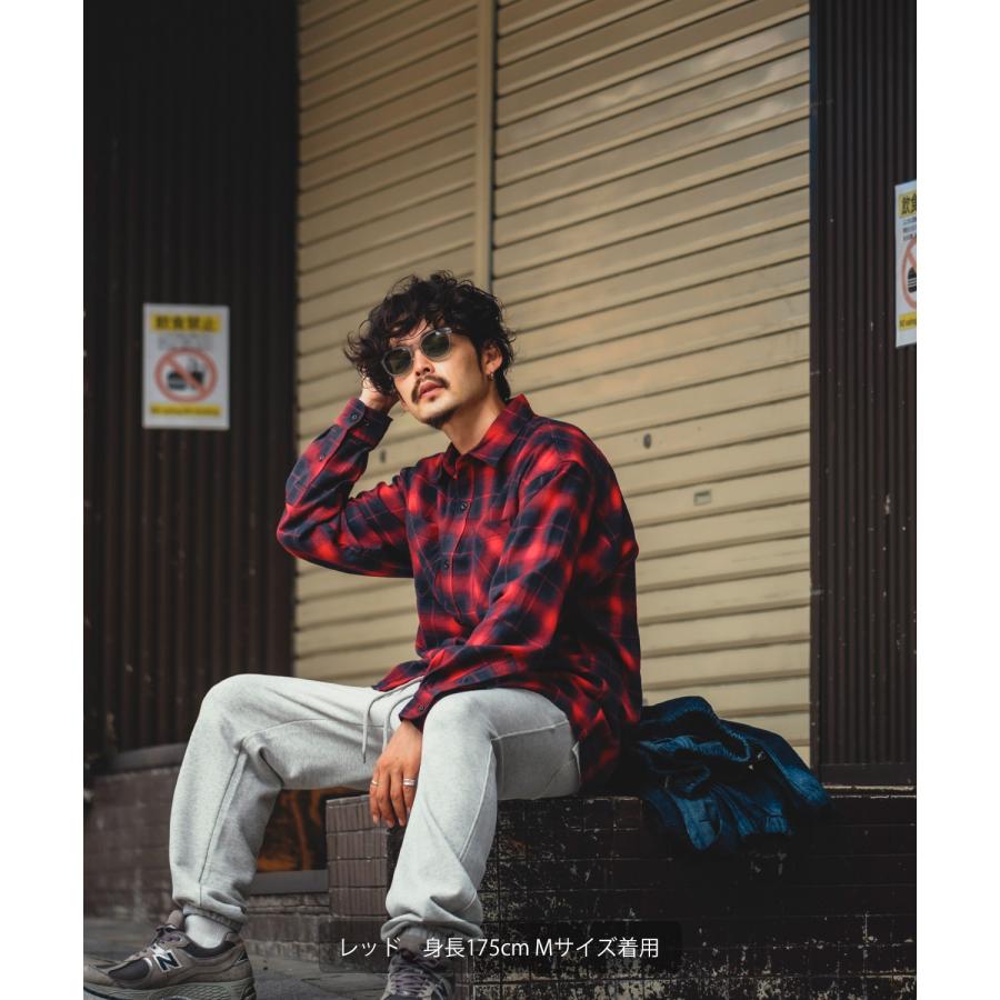 長袖シャツ メンズ オンブレ チェックシャツ 長袖 レギュラーカラー レギュラーサイズ アメカジ 西海岸 ストリート 韓国ファッション 古着MIX | improves | 04
