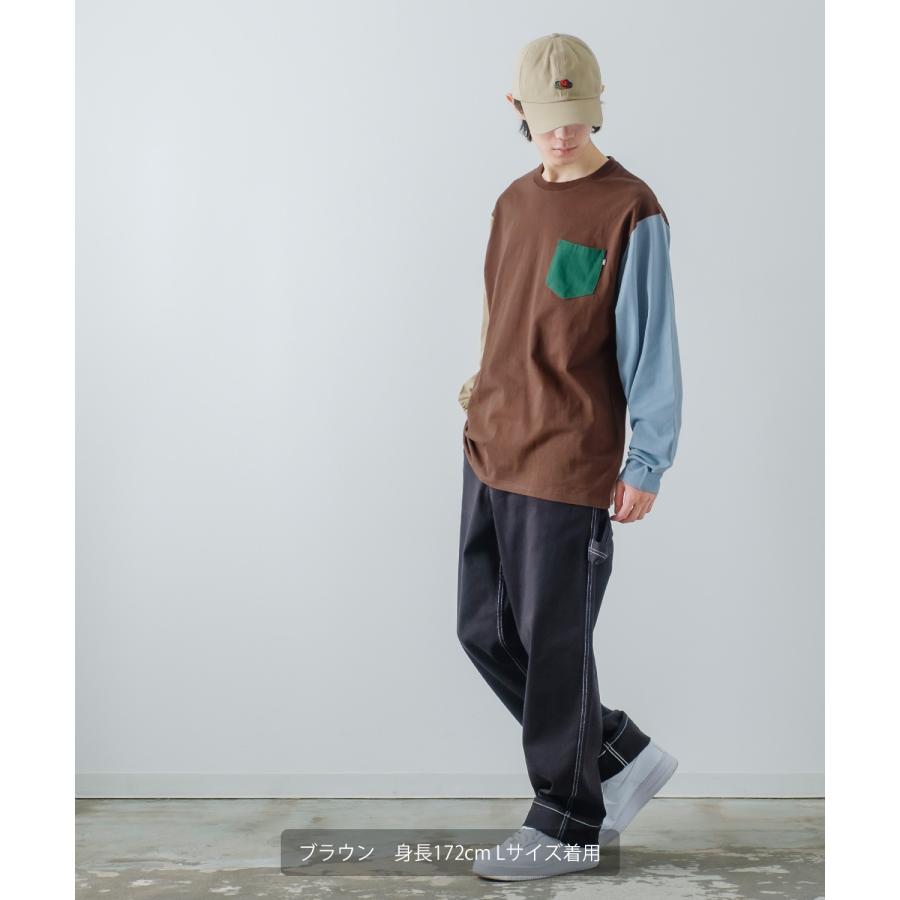 長袖Tシャツ メンズ USコットン 無地 ロンT クレイジー袖 カットソー ポケT オーバーサイズ 大きめ シンプル カジュアル アメカジ ストリート | improves | 21