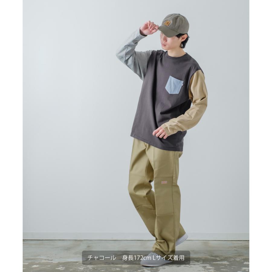 長袖Tシャツ メンズ USコットン 無地 ロンT クレイジー袖 カットソー ポケT オーバーサイズ 大きめ シンプル カジュアル アメカジ ストリート | improves | 24