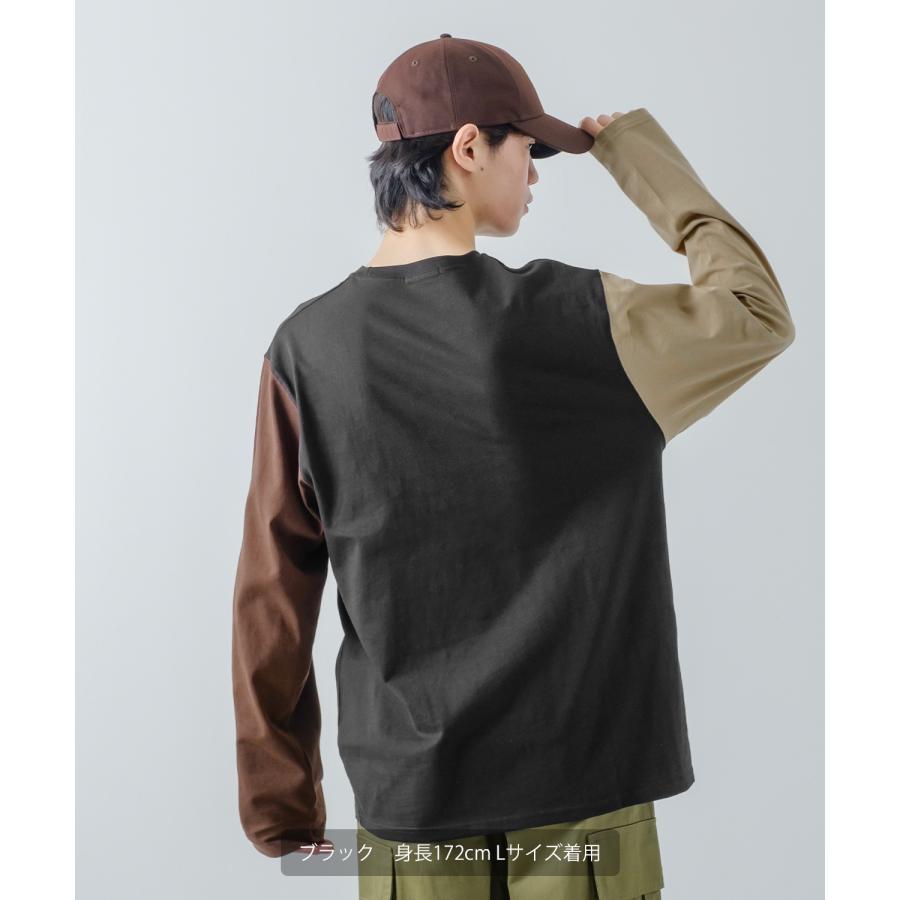 長袖Tシャツ メンズ USコットン 無地 ロンT クレイジー袖 カットソー ポケT オーバーサイズ 大きめ シンプル カジュアル アメカジ ストリート | improves | 26
