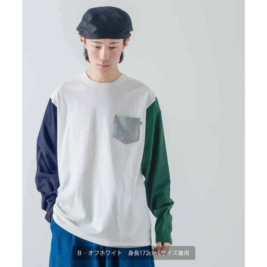 長袖Tシャツ メンズ USコットン 無地 ロンT クレイジー袖 カットソー ポケT オーバーサイズ 大きめ シンプル カジュアル アメカジ ストリート | improves | 16