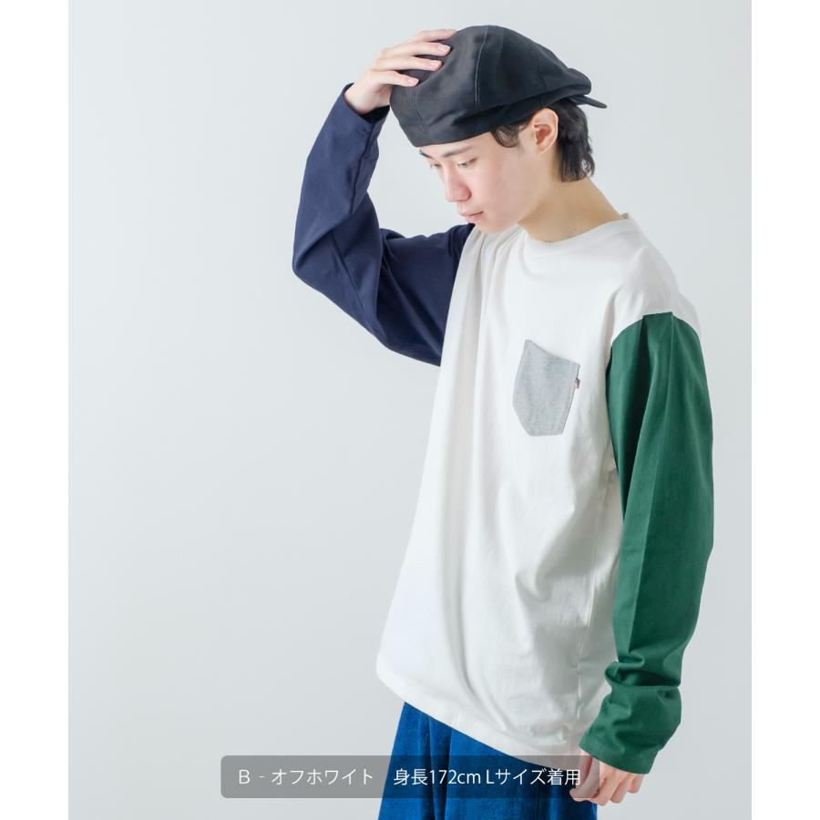 長袖Tシャツ メンズ USコットン 無地 ロンT クレイジー袖 カットソー ポケT オーバーサイズ 大きめ シンプル カジュアル アメカジ ストリート | improves | 17