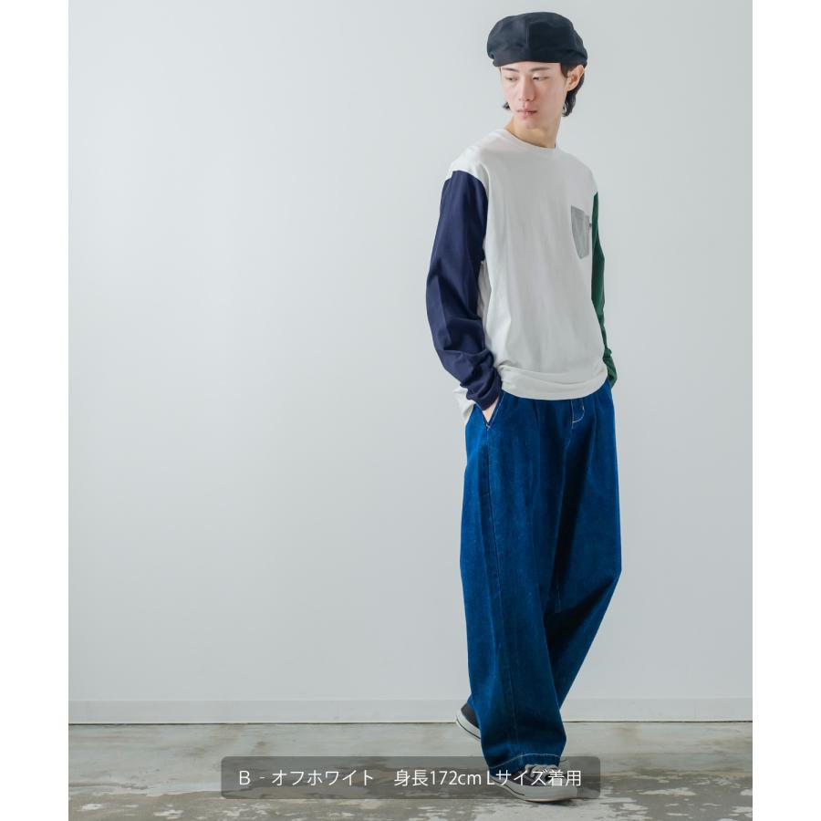 長袖Tシャツ メンズ USコットン 無地 ロンT クレイジー袖 カットソー ポケT オーバーサイズ 大きめ シンプル カジュアル アメカジ ストリート | improves | 18