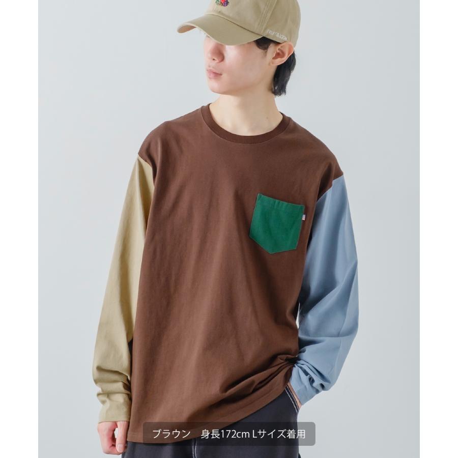 長袖Tシャツ メンズ USコットン 無地 ロンT クレイジー袖 カットソー ポケT オーバーサイズ 大きめ シンプル カジュアル アメカジ ストリート | improves | 19