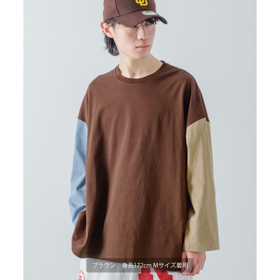 長袖Tシャツ メンズ USコットン 無地 ロンT クレイジー袖 ビッグTシャツ カットソー オーバーサイズ 大きめ シンプル カジュアル アメカジ ストリート | improves | 22