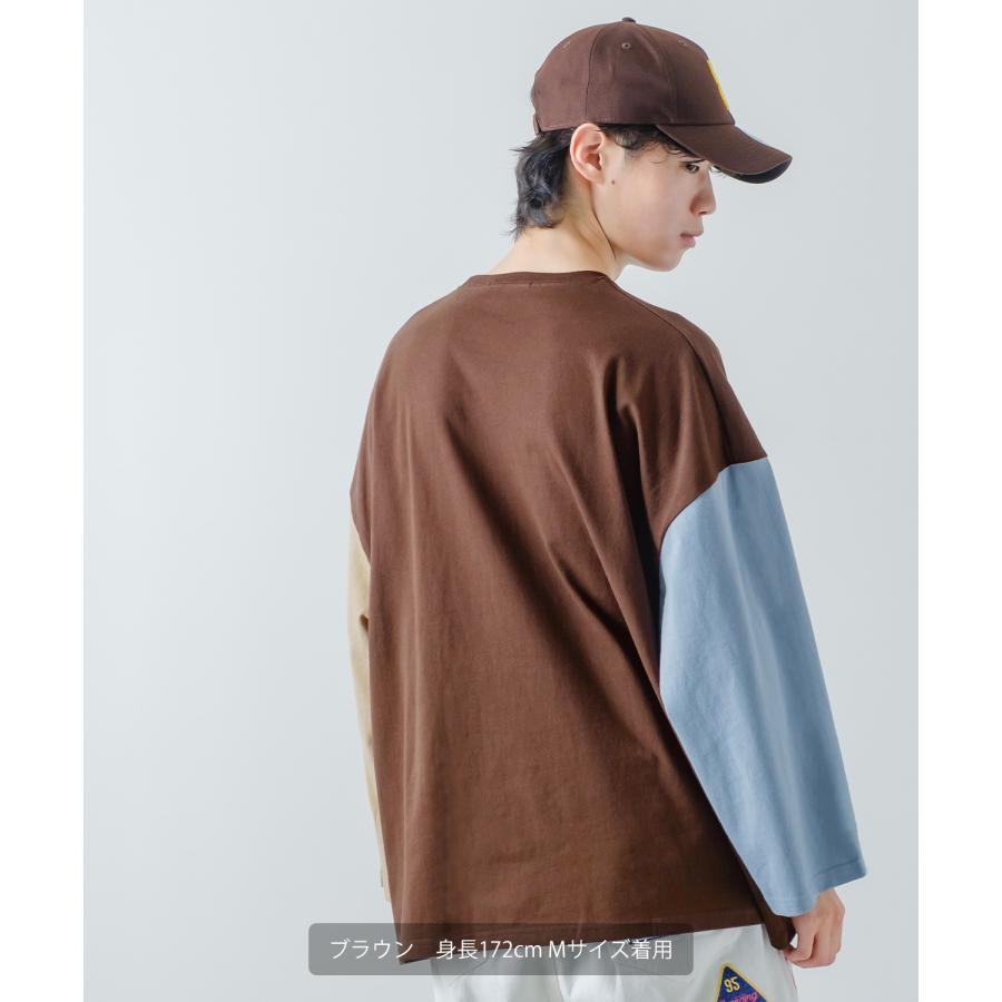長袖Tシャツ メンズ USコットン 無地 ロンT クレイジー袖 ビッグTシャツ カットソー オーバーサイズ 大きめ シンプル カジュアル アメカジ ストリート | improves | 23