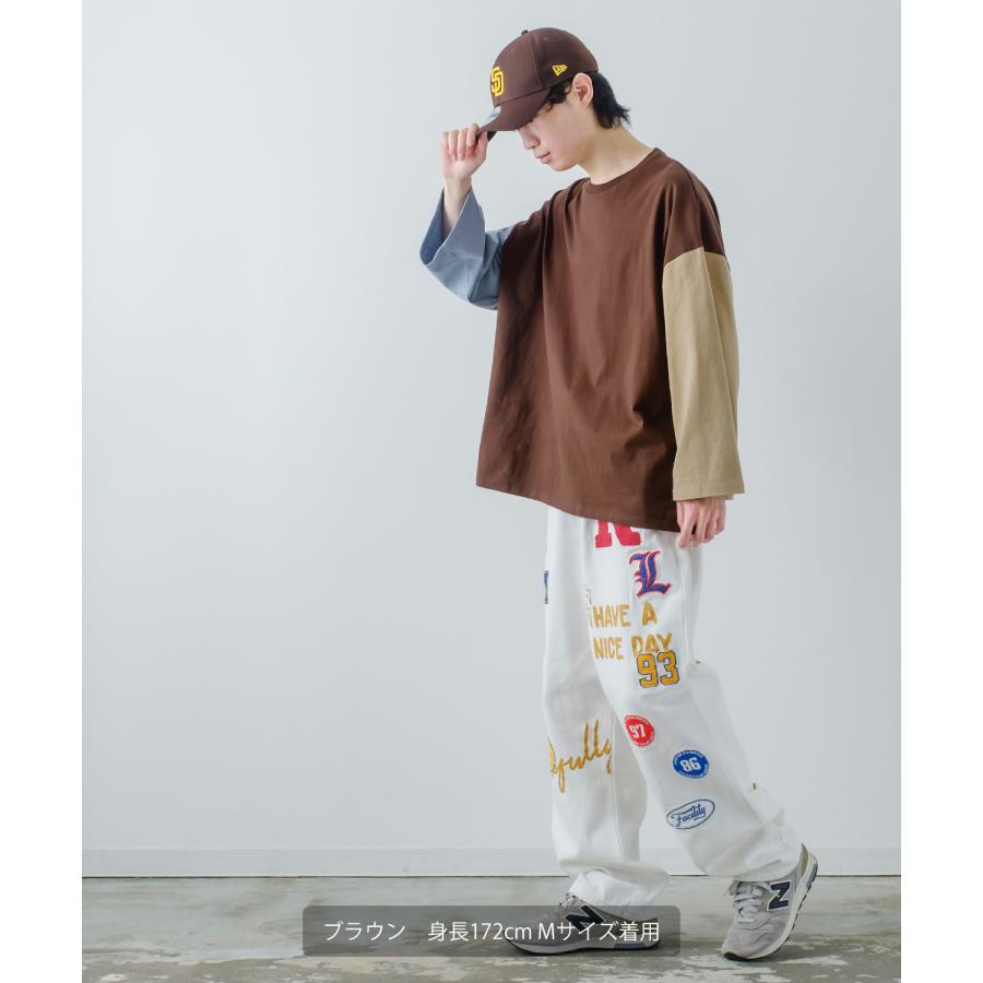 長袖Tシャツ メンズ USコットン 無地 ロンT クレイジー袖 ビッグTシャツ カットソー オーバーサイズ 大きめ シンプル カジュアル アメカジ ストリート | improves | 24