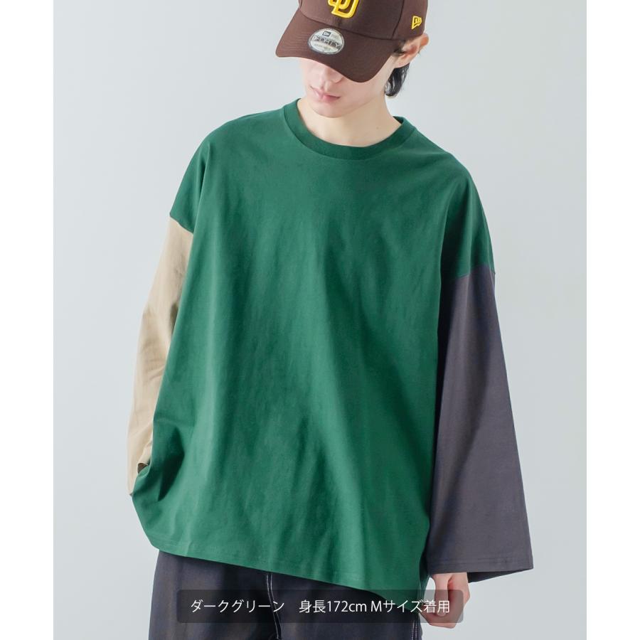 長袖Tシャツ メンズ USコットン 無地 ロンT クレイジー袖 ビッグTシャツ カットソー オーバーサイズ 大きめ シンプル カジュアル アメカジ ストリート | improves | 25