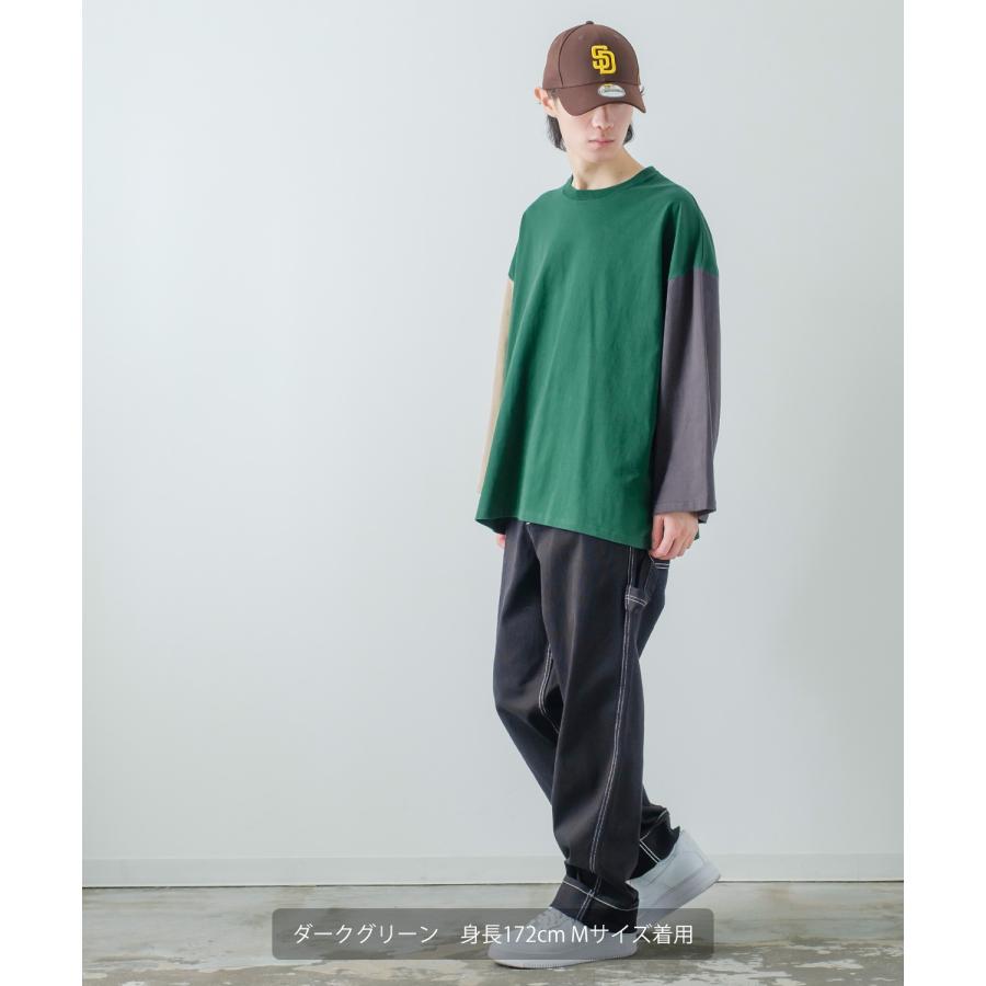 長袖Tシャツ メンズ USコットン 無地 ロンT クレイジー袖 ビッグTシャツ カットソー オーバーサイズ 大きめ シンプル カジュアル アメカジ ストリート | improves | 27