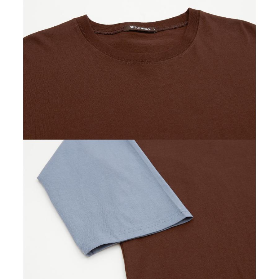 長袖Tシャツ メンズ USコットン 無地 ロンT クレイジー袖 ビッグTシャツ カットソー オーバーサイズ 大きめ シンプル カジュアル アメカジ ストリート | improves | 29