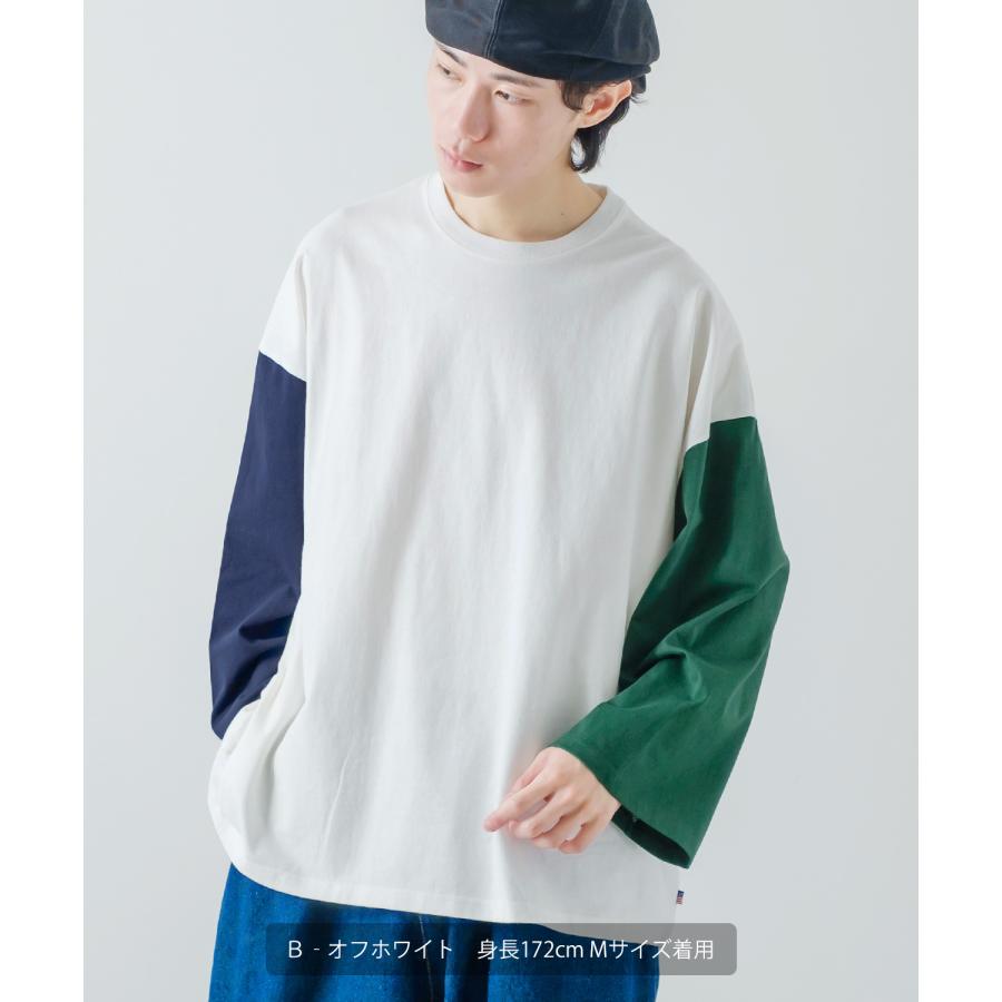 長袖Tシャツ メンズ USコットン 無地 ロンT クレイジー袖 ビッグTシャツ カットソー オーバーサイズ 大きめ シンプル カジュアル アメカジ ストリート | improves | 19