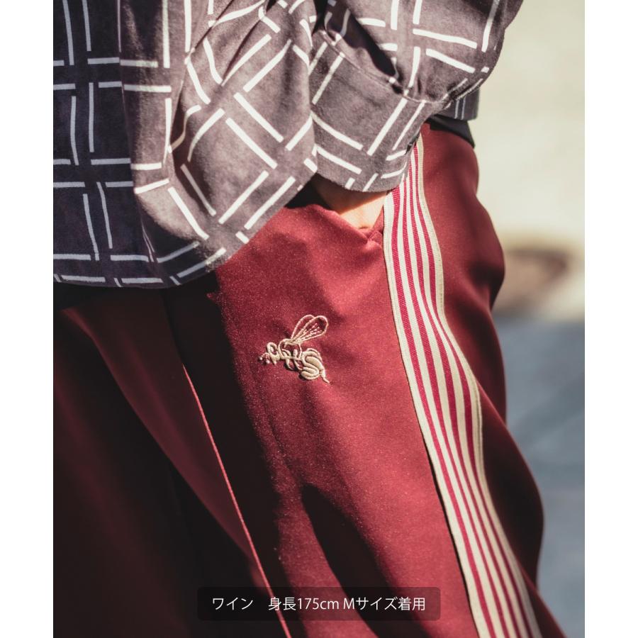 ジャージパンツ メンズ サイドライン 刺しゅう イージーパンツ ピンタック ゴムウエスト ストリート セミワイド ラインパンツ 古着MIX ストリート 韓国 | improves | 15