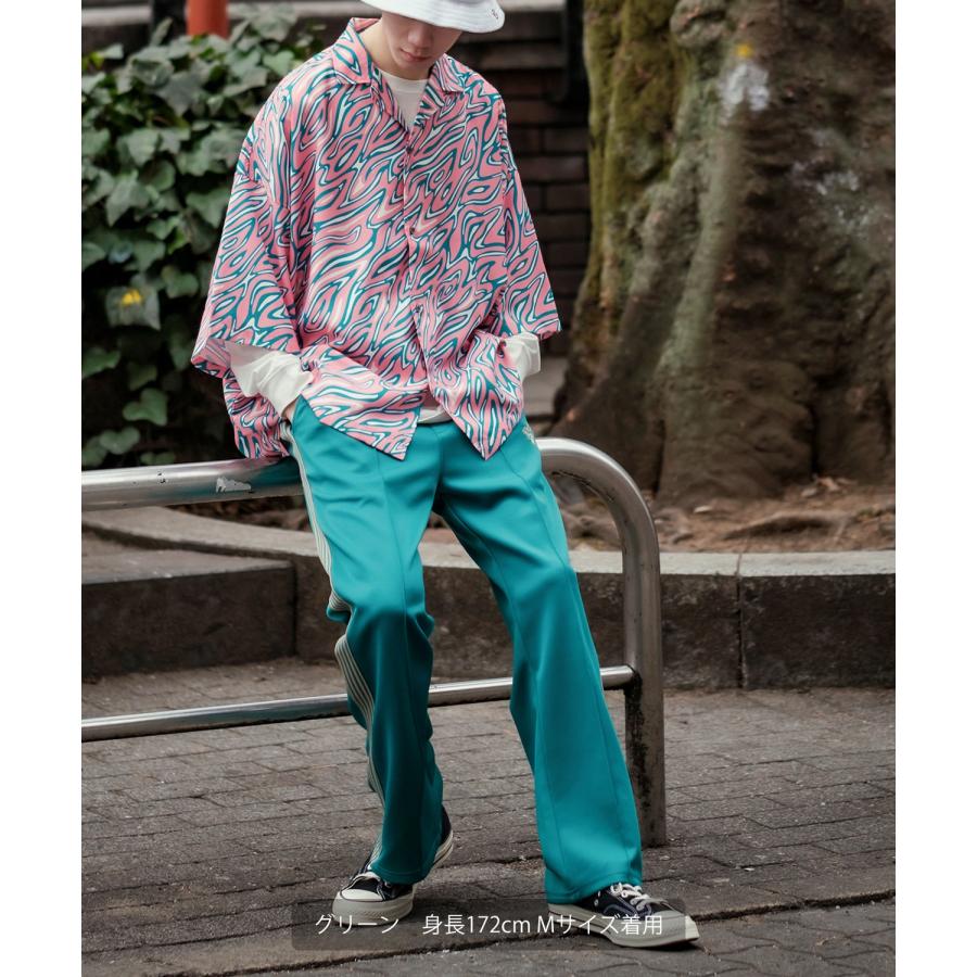 ジャージパンツ メンズ サイドライン 刺しゅう イージーパンツ ピンタック ゴムウエスト ストリート セミワイド ラインパンツ 古着MIX ストリート 韓国 | improves | 07