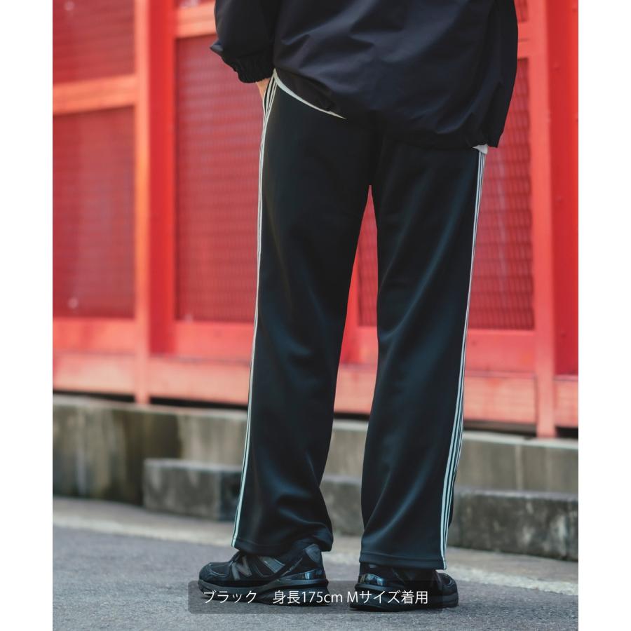 ジャージパンツ メンズ サイドライン 刺しゅう イージーパンツ ピンタック ゴムウエスト ストリート セミワイド ラインパンツ 古着MIX ストリート 韓国 | improves | 12