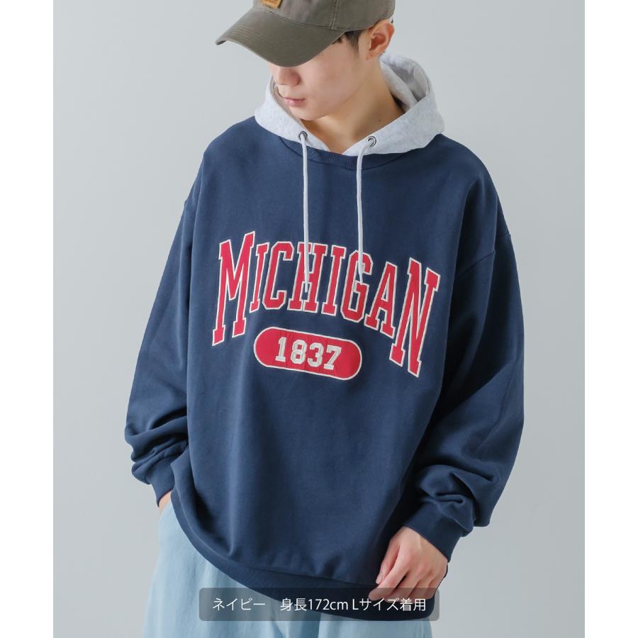 パーカー メンズ スウェット カレッジ ロゴ 刺しゅう 裏毛 トレーナー スエット ビッグシルエット オーバーサイズ 古着MIX スポーティー ストリート | improves | 15