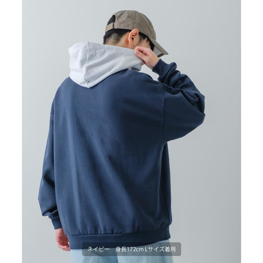 パーカー メンズ スウェット カレッジ ロゴ 刺しゅう 裏毛 トレーナー スエット ビッグシルエット オーバーサイズ 古着MIX スポーティー ストリート | improves | 16