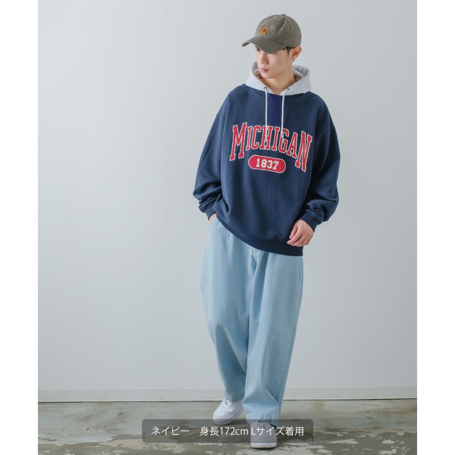 パーカー メンズ スウェット カレッジ ロゴ 刺しゅう 裏毛 トレーナー スエット ビッグシルエット オーバーサイズ 古着MIX スポーティー ストリート | improves | 18