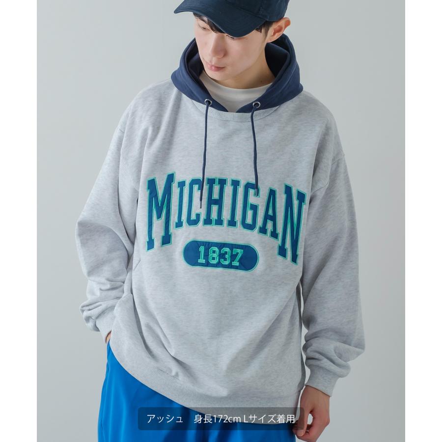 パーカー メンズ スウェット カレッジ ロゴ 刺しゅう 裏毛 トレーナー スエット ビッグシルエット オーバーサイズ 古着MIX スポーティー ストリート | improves | 08