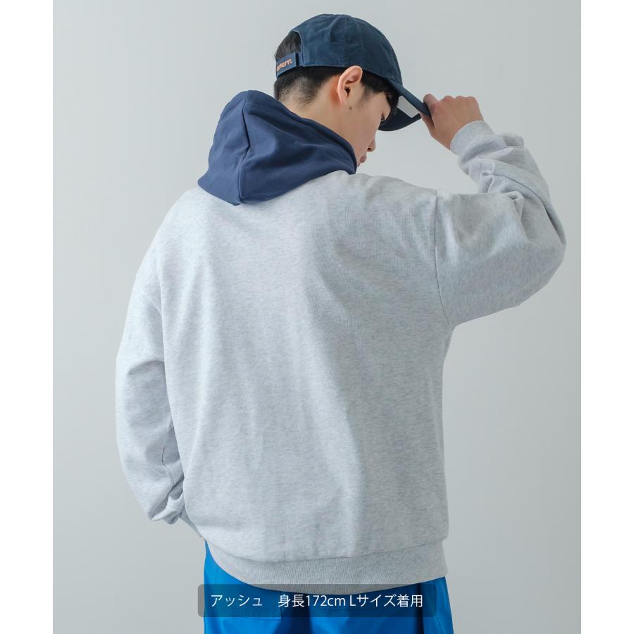 パーカー メンズ スウェット カレッジ ロゴ 刺しゅう 裏毛 トレーナー スエット ビッグシルエット オーバーサイズ 古着MIX スポーティー ストリート | improves | 10