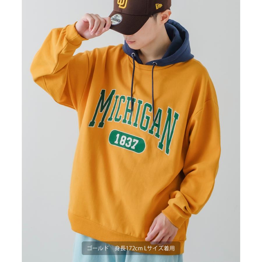 パーカー メンズ スウェット カレッジ ロゴ 刺しゅう 裏毛 トレーナー スエット ビッグシルエット オーバーサイズ 古着MIX スポーティー ストリート | improves | 12