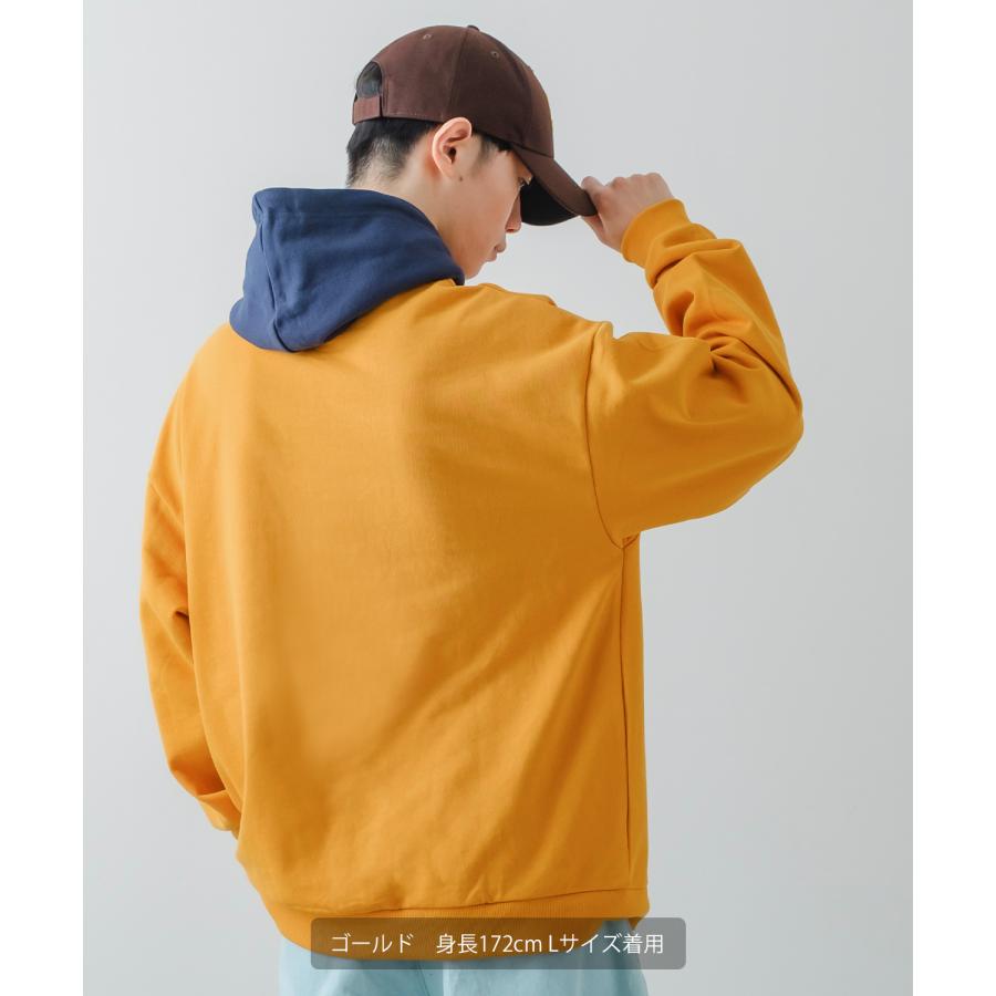 パーカー メンズ スウェット カレッジ ロゴ 刺しゅう 裏毛 トレーナー スエット ビッグシルエット オーバーサイズ 古着MIX スポーティー ストリート | improves | 13