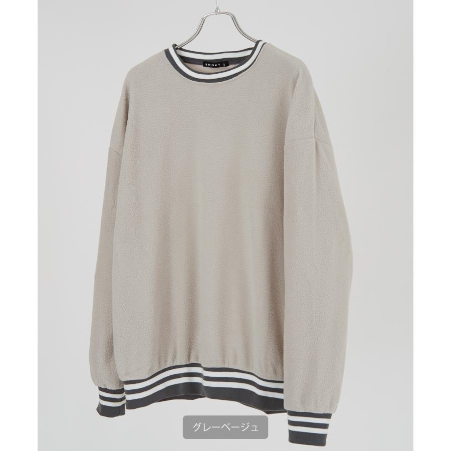 トレーナー メンズ フリース ラインリブ クルーネック プルオーバーシャツ オーバーサイズ ゆったり 大きいサイズ ストリート 韓国ファッション | improves | 17