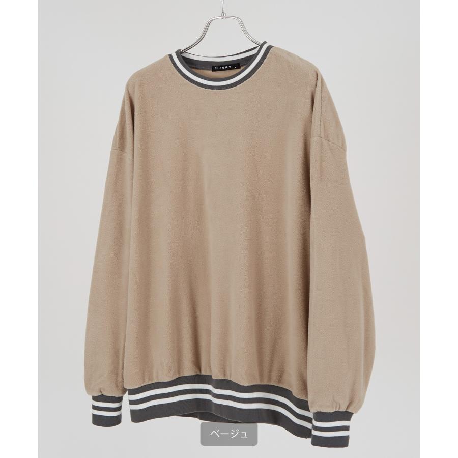 トレーナー メンズ フリース ラインリブ クルーネック プルオーバーシャツ オーバーサイズ ゆったり 大きいサイズ ストリート 韓国ファッション | improves | 19