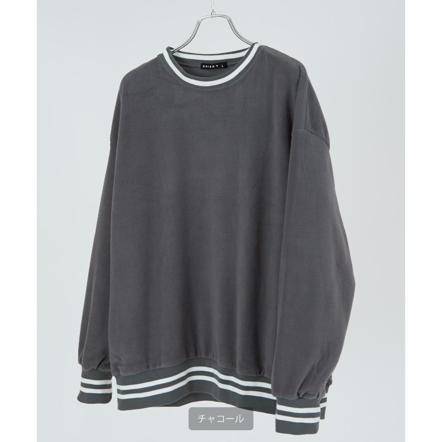 トレーナー メンズ フリース ラインリブ クルーネック プルオーバーシャツ オーバーサイズ ゆったり 大きいサイズ ストリート 韓国ファッション | improves | 23