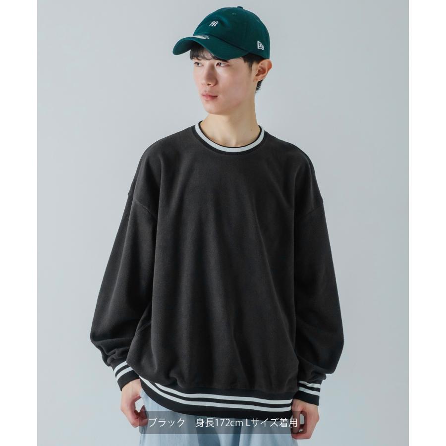 トレーナー メンズ フリース ラインリブ クルーネック プルオーバーシャツ オーバーサイズ ゆったり 大きいサイズ ストリート 韓国ファッション | improves | 10