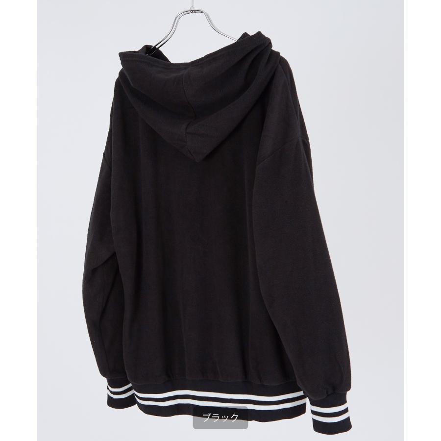 パーカー メンズ フリース ラインリブ クルーネック プルオーバー フーディ ビッグシルエット ゆったり 大きいサイズ ストリート 韓国ファッション 古着MIX | improves | 16