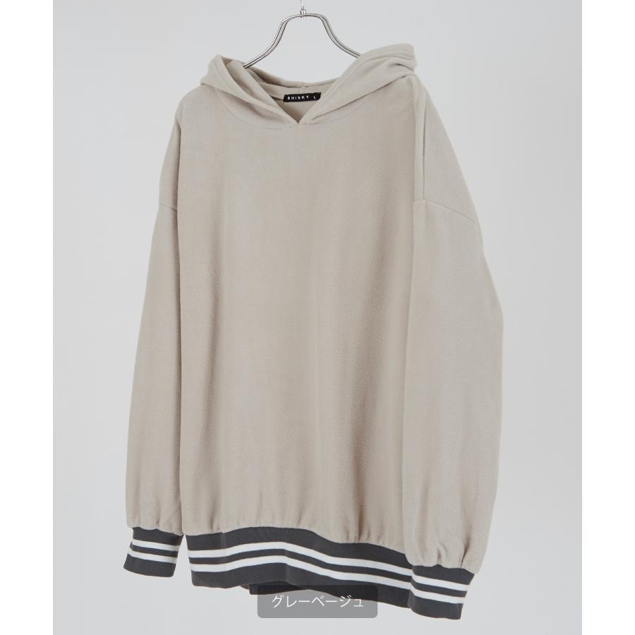 パーカー メンズ フリース ラインリブ クルーネック プルオーバー フーディ ビッグシルエット ゆったり 大きいサイズ ストリート 韓国ファッション 古着MIX | improves | 17