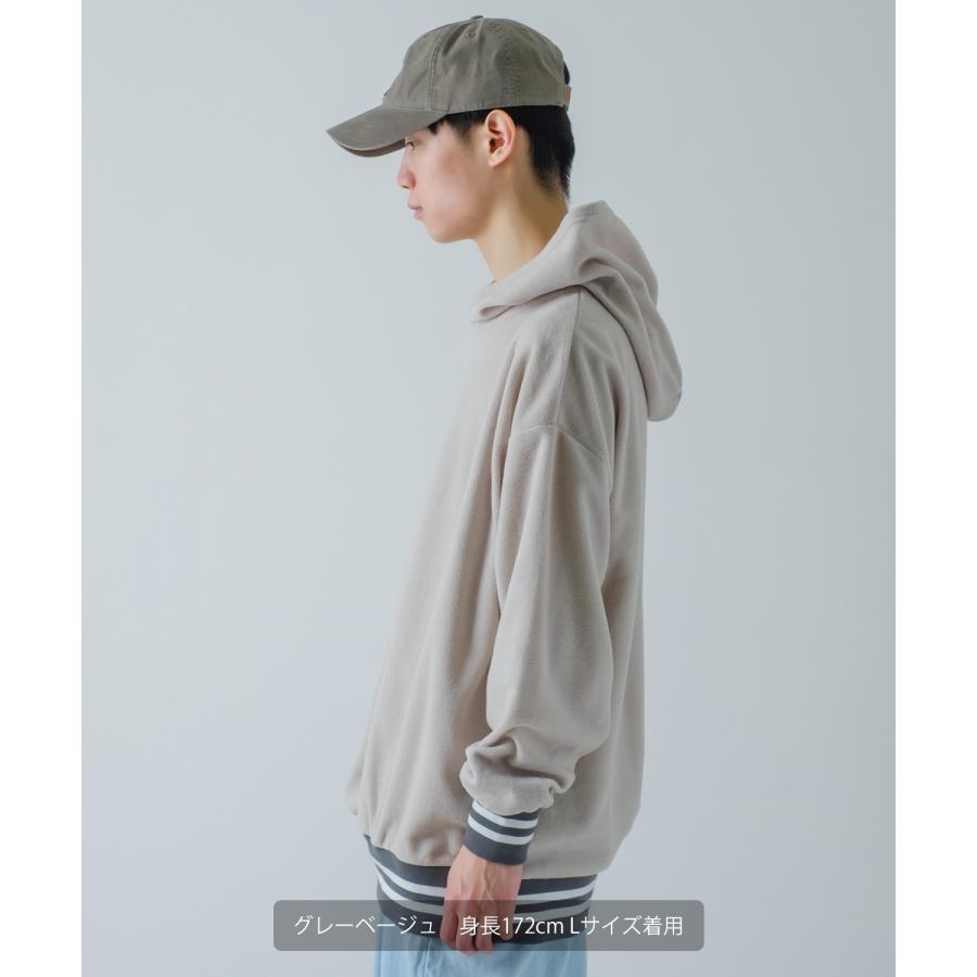 パーカー メンズ フリース ラインリブ クルーネック プルオーバー フーディ ビッグシルエット ゆったり 大きいサイズ ストリート 韓国ファッション 古着MIX | improves | 23