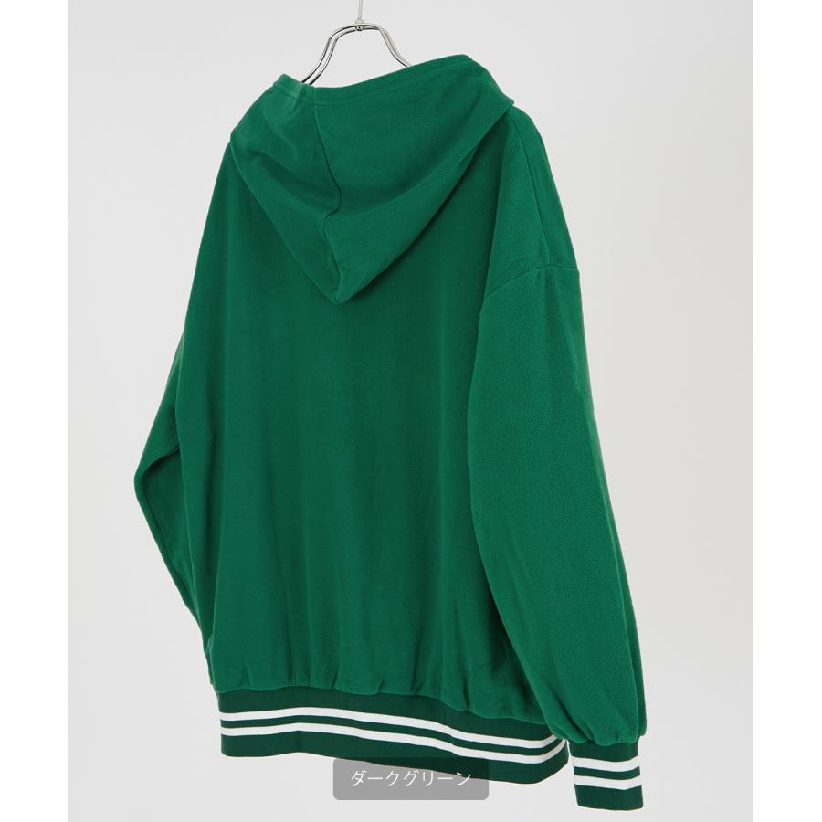 パーカー メンズ フリース ラインリブ クルーネック プルオーバー フーディ ビッグシルエット ゆったり 大きいサイズ ストリート 韓国ファッション 古着MIX | improves | 08