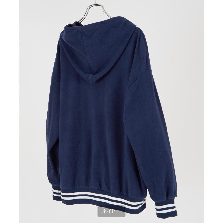 パーカー メンズ フリース ラインリブ クルーネック プルオーバー フーディ ビッグシルエット ゆったり 大きいサイズ ストリート 韓国ファッション 古着MIX | improves | 10