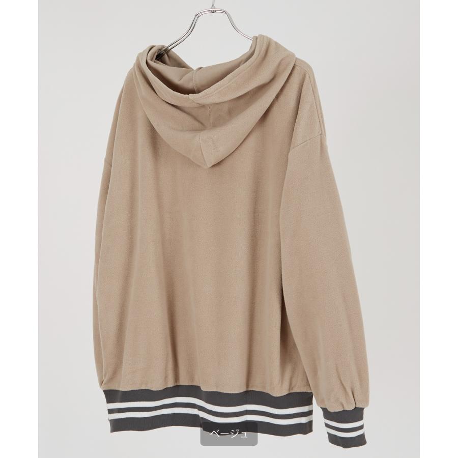 パーカー メンズ フリース ラインリブ クルーネック プルオーバー フーディ ビッグシルエット ゆったり 大きいサイズ ストリート 韓国ファッション 古着MIX | improves | 14