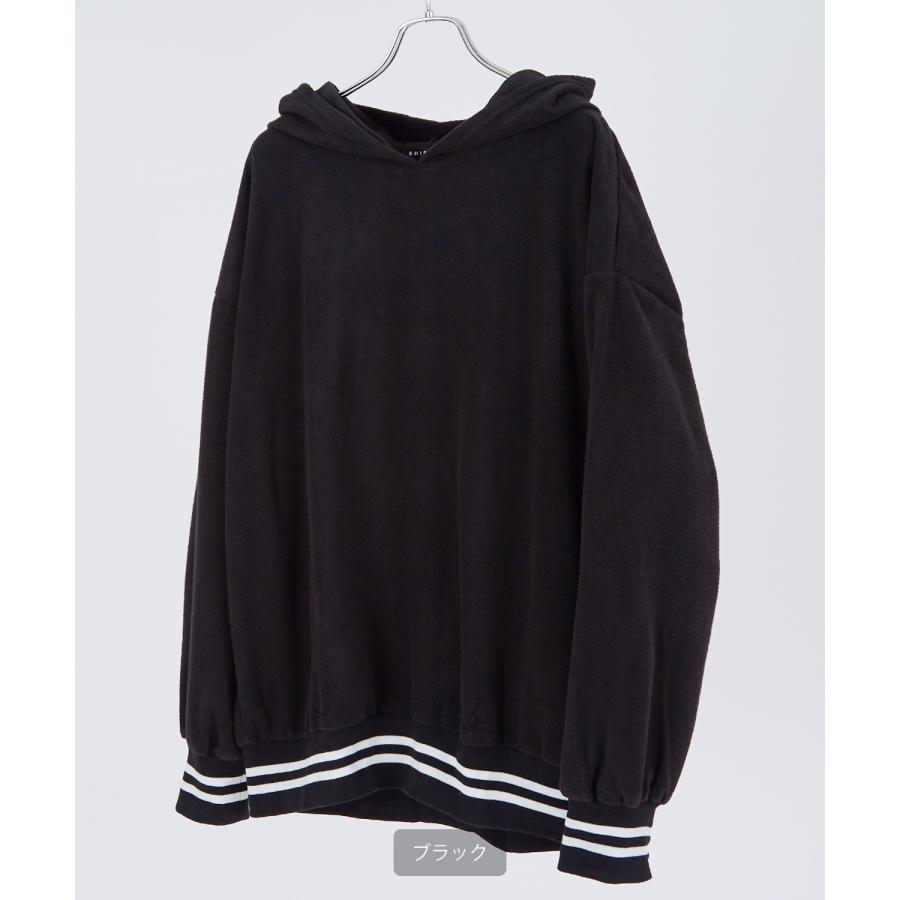 パーカー メンズ フリース ラインリブ クルーネック プルオーバー フーディ ビッグシルエット ゆったり 大きいサイズ ストリート 韓国ファッション 古着MIX | improves | 15