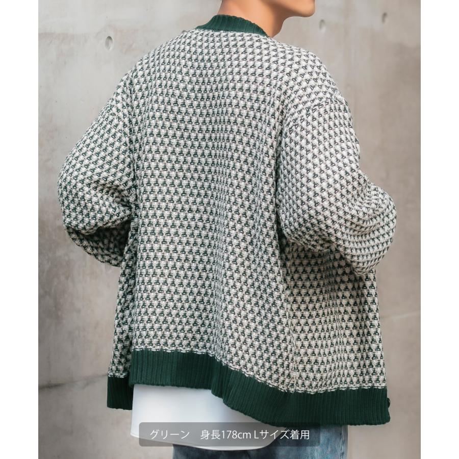 カーディガン メンズ 3色 シャギー ジャガード バルーン シルエット 大きいサイズ オーバーサイズ 古着MIX きれいめカジュアル ストリート 韓国ファッション | improves | 15