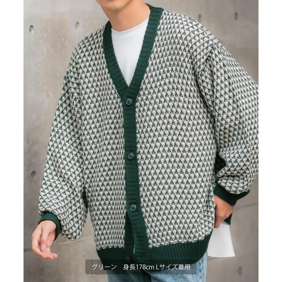 カーディガン メンズ 3色 シャギー ジャガード バルーン シルエット 大きいサイズ オーバーサイズ 古着MIX きれいめカジュアル ストリート 韓国ファッション | improves | 16