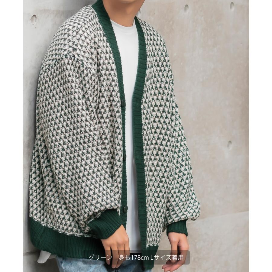 カーディガン メンズ 3色 シャギー ジャガード バルーン シルエット 大きいサイズ オーバーサイズ 古着MIX きれいめカジュアル ストリート 韓国ファッション | improves | 17