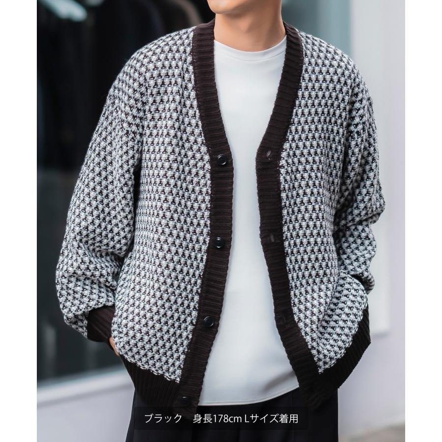 カーディガン メンズ 3色 シャギー ジャガード バルーン シルエット 大きいサイズ オーバーサイズ 古着MIX きれいめカジュアル ストリート 韓国ファッション | improves | 04