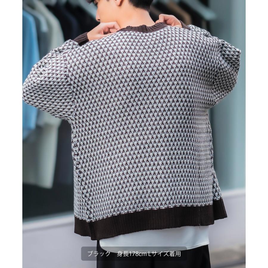 カーディガン メンズ 3色 シャギー ジャガード バルーン シルエット 大きいサイズ オーバーサイズ 古着MIX きれいめカジュアル ストリート 韓国ファッション | improves | 05