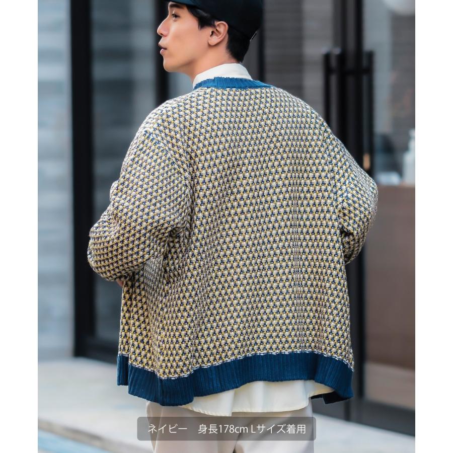 カーディガン メンズ 3色 シャギー ジャガード バルーン シルエット 大きいサイズ オーバーサイズ 古着MIX きれいめカジュアル ストリート 韓国ファッション | improves | 09